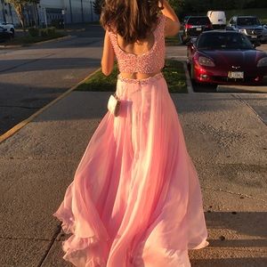 dave and johnny 2 piece pink prom dress